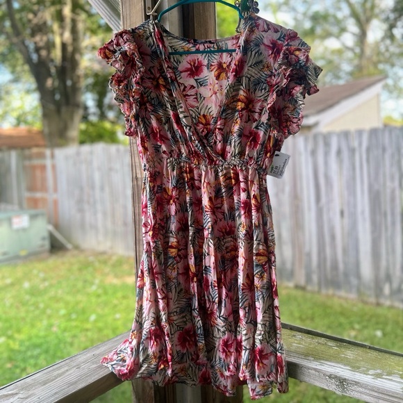 ANGIE pink tropical floral dress - Picture 7 of 7